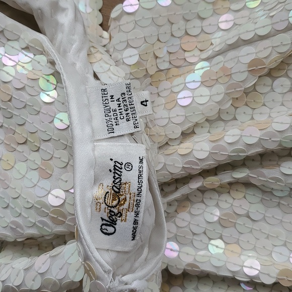Vintage Oleg Cassini Iridescent White Sequin Dress Size 4 - Picture 6 of 7